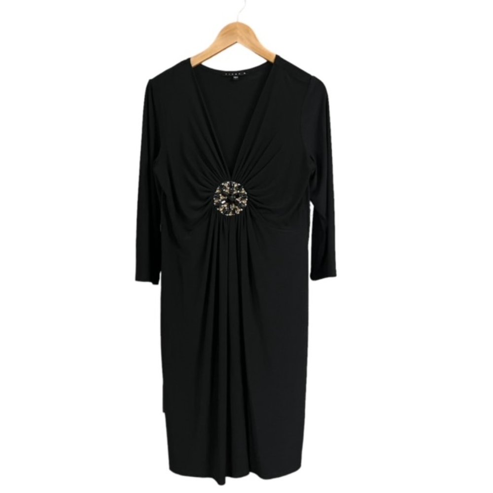 NWT Tiana B. Special Occasion Dress Black with Gold & Black Adornment Size Large